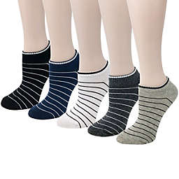 Wrapables Unisex No Show Ankle Socks (Set of 5) / Stripes