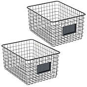 mDesign Metal Wire Food Organizer Storage Bin, 2 Pack