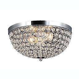 Elegant Designs Home Decorative 2 Light Elipse Crystal Flush Mount Ceiling Light - Chrome