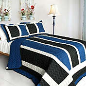 Blancho Bedding Knight 3PC Vermicelli-Quilted Patchwork Quilt Set (Full/Queen Size)
