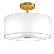 Slickblue 3-Light Semi Flush Mount Ceiling Light Fixture Glass Drum Pendant Lamp
