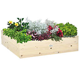 Outsunny 46'' x 46'' Raised Garden Bed Elevated Wooden Planter Box for Backyard, Patio to Grow Vegetables, Herbs, and Flowers