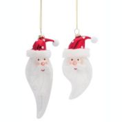 Melrose Home Decorative Santa Head Ornament (Set of 6) 6.25"H, 7"H Glass