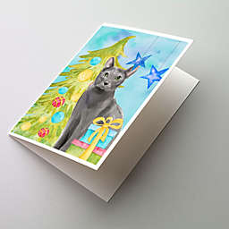 Caroline's Treasures Blue Russian Christmas Presents Greeting Cards and Envelopes Pack of 8 7 x 5