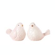 Urban Trends Collection Ceramic Sitting Bird Figurine Assortment of Two Gloss Finish Blush Pink