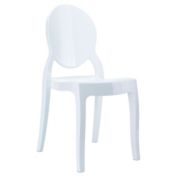 Luxury Commercial Living 25&quot; White Glossy Stackable Outdoor Patio Kids Armless Chair