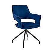 Saltoro Sherpi Velvet Upholstered Contemporary Accent Chair, Black and Blue-