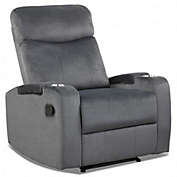 Costway Recliner Chair Single Sofa Lounger with Arm Storage and Cup Holder for Living Room-Gray