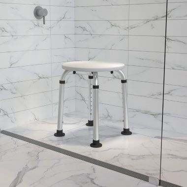 Flash Furniture HERCULES Series Tool-Free and Quick Assembly, 300 Lb. Capacity, Adjustable White Bath & Shower Stool. View a larger version of this product image.