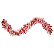 Northlight 9&#39; x 12" Pre-lit Flocked Red Pine Artificial Christmas Garland, Clear Lights