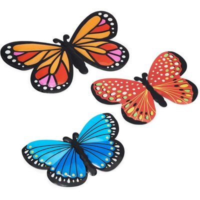 Pack of 4 Multi-coloured Small Metal Butterflies Garden/Home Wall Art Decoration 