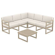 Luxury Commercial Living 2 Piece Taupe Patio Sectional Lounge Set with Natural Sunbrella Cushion 78.75"