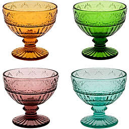 Whole Housewares Colored Glass Ice Cream Cups - Glass Dessert Bowls - Set of 4