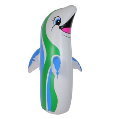Swim Central 36" Inflatable White and Blue Dancing Dolphin Pool and Spa Bop Bag