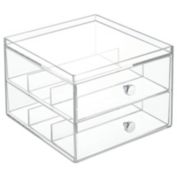 mDesign Plastic Glasses Storage Organizer Box Holder, 2 Drawers