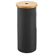 mDesign Free Standing Toilet Paper Holder, Bamboo Lid