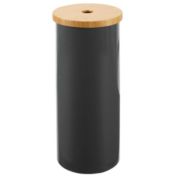 mDesign Free Standing Toilet Paper Holder, Bamboo Lid