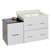 American Imaginations 37 75-in W Wall Mount White Vanity Set For 1 Hole Drilling Beige Top Biscuit UM Sink