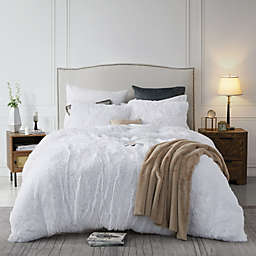 Sweet Home Collection   Faux Fur Duvet Cover Set Soft and Fluffy Crystal Velvet Bedding, King, White