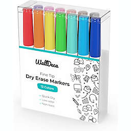 WallDeca Low-Odor Dry Erase Markers, Fine Tip (Multicoloured - 13Pk)