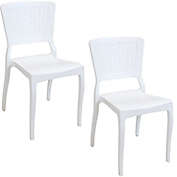 Sunnydaze Hewitt Plastic Patio Dining Chair - Set of 2 - White