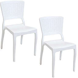 Sunnydaze Hewitt Plastic Patio Dining Chair - Set of 2 - White
