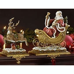 Joseph Studio Santa and Reindeer Christmas Stocking Holder Set