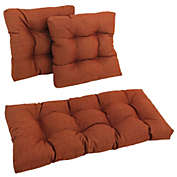 Blazing Needles Square Spun Polyester Outdoor Tufted Settee Cushions (Set of 3) - Cinnamon