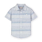 Hope & Henry Boys&#39; Linen Short Sleeve Button Down Shirt (Blue Ombre Stripe Linen, 6-12 Months)