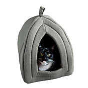 PETMAKER Cat House Indoor Bed with Removable Foam Cushion in Gray