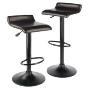 Winsome Wood Paris Set of 2 Airlift Adjustable Swivel Stool with PU Leather Seat and Black Metal Base