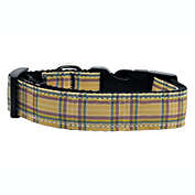 Mirage Pet Products Plaid Nylon 1" Wide Dog Collar, Khaki/Large