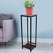 Stock Preferred 2-Tier Rectangular Flower Plant Pot Stand in Wrought Iron Black