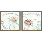 Great Art Now Boho Ride no Eiffel Tower by Dina June 13-Inch x 13-Inch Framed Wall Art (Set of 2)