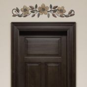 HomeRoots Home Decor Floral and Espresso Wood Over The Door Metal Wall Decor - 321060