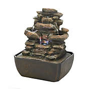 Actifo Tiered Rock Formation Lighted Tabletop Water Fountain