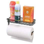 mDesign Paper Towel Holder with Shelf for Laundry, Kitchen, Garage - Wall Mount