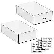 mDesign Modern Plastic Drawer Organizer for Clothes + 32 Labels