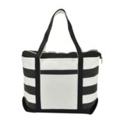 DALIX Striped Boat Bag Premium Cotton Canvas Tote in Black