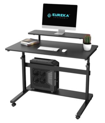 Eureka Ergonomic 41 Inches Shelves Adjustable Stand Up Workstation, Black
