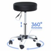 Kitcheniva PU Leather Round Rolling Stool Adjustable Hydraulic