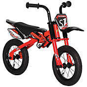Qaba 12&quot; Kids Balance Bike, No Pedal Training Bicycle, Motorbike Look, Steel Frame, with Air Filled Tires, Handlebar, PU Seat, for 3-6 Years Old, Red