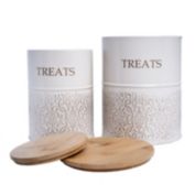 American Pet Supplies Modern Farmhouse Dog Treat Canister - White Swan (set Of 2)