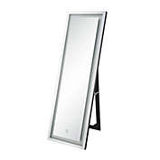 Saltoro Sherpi Floor Mirror with LED Touch Light and Rectangular Shape, Silver-