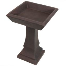 Sunnydaze Outdoor Glass Fiber Reinforced Concrete Patio Garden Simply Square Modern Bird Bath - 23