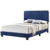 Passion Furniture Lodi Navy Blue Queen Panel Bed