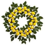 Nearly Natural Yellow Lemon Artificial Wreath, 24-Inch
