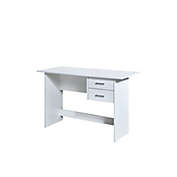 Contemporary Home Living 47" White and Silver Rectangular Writing Desk with 2-Drawers