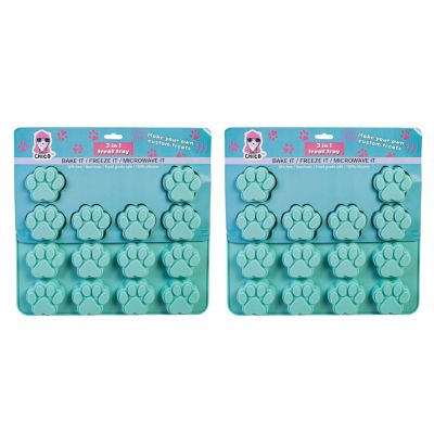 American Pet Supplies Paw Print 3 in 1 Silicone Baking Treat Tray (2-Pack)