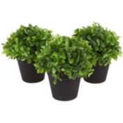 Juvale 3 Pack Mini Artificial Potted Plants for Home Decor, Small Faux Topiaries for Indoor Shelves or Outdoor Garden (5 x 5.2 In)